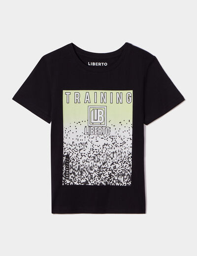 T-shirt col rond manches courtes Liberto noir garçon