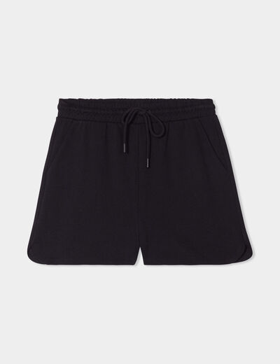 Short de jogging taille élastiquée noir femme