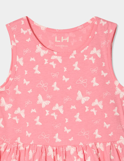 Robe patineuse sans manches coton rose fille
