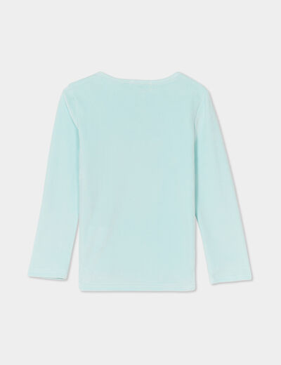 Ensemble pyjama t-shirt effet velours bleu turquoise fille