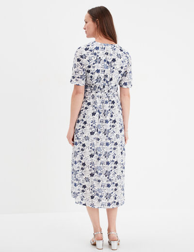 Robe longue empire taille smockée Creeks ecru femme