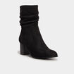Bottines pliss&eacute;es aspect daim &agrave; talons noir femme