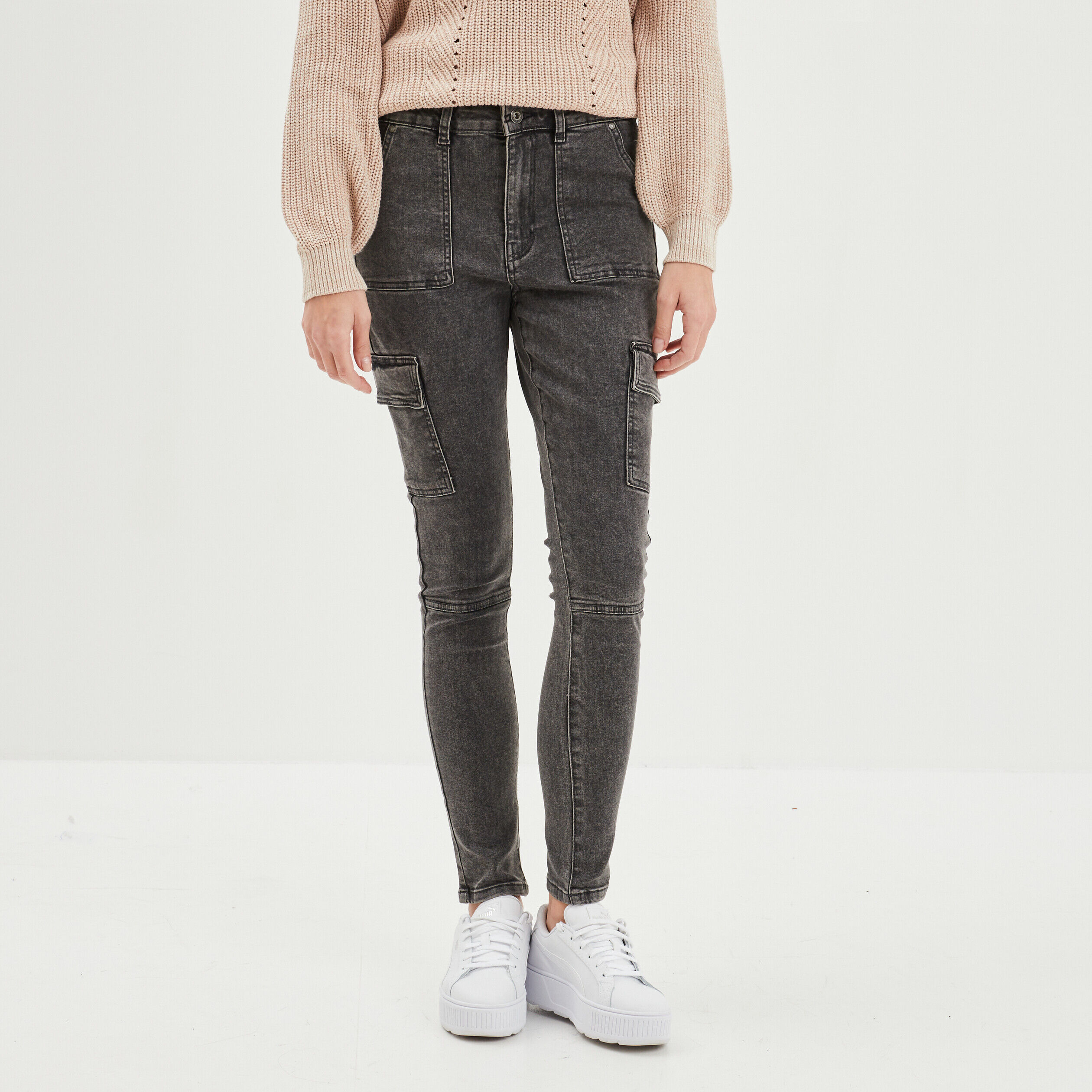 Jean Skinny Denim Co Taille 20 Délavé Noir/gris Femme - Occasion Très Bon état