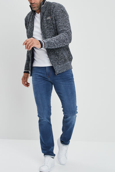 T-shirt manches longues col V blanc homme