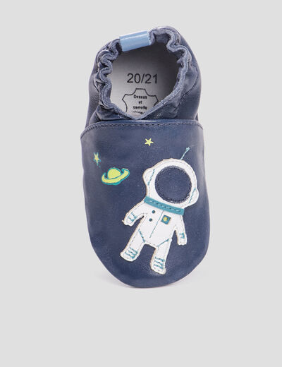 Bottillons en cuir bleu marine bébé garçon