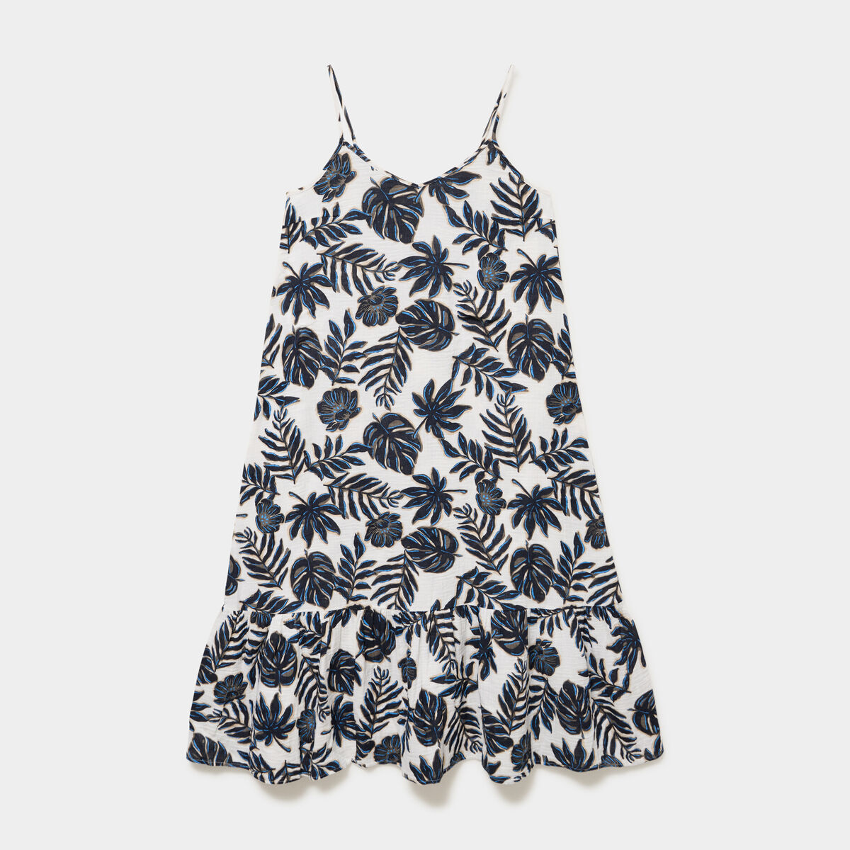 Robe longue &agrave; bretelles &eacute;vas&eacute;e coton ecru femme