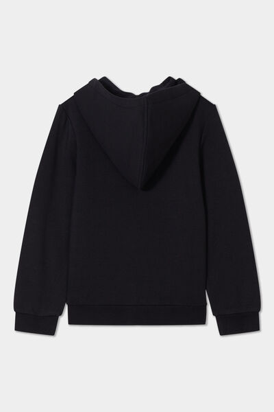 Sweat &agrave; capuche zipp&eacute; noir fille