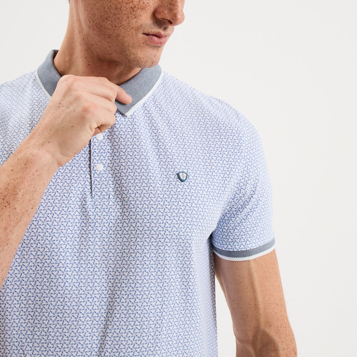 Polo slim manches courtes stretch blanc homme