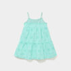 Robe broderie anglaise &agrave; bretelles coton vert clair fille