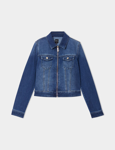 Veste en jean cintrée zippée Mosquitos denim double stone femme