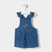 Robe salopette droite en jean Creeks denim stone bébé fille