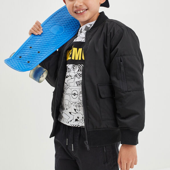 blouson bomber zippe liberto noir garcon Blouson bomber zippé Liberto noir garçon