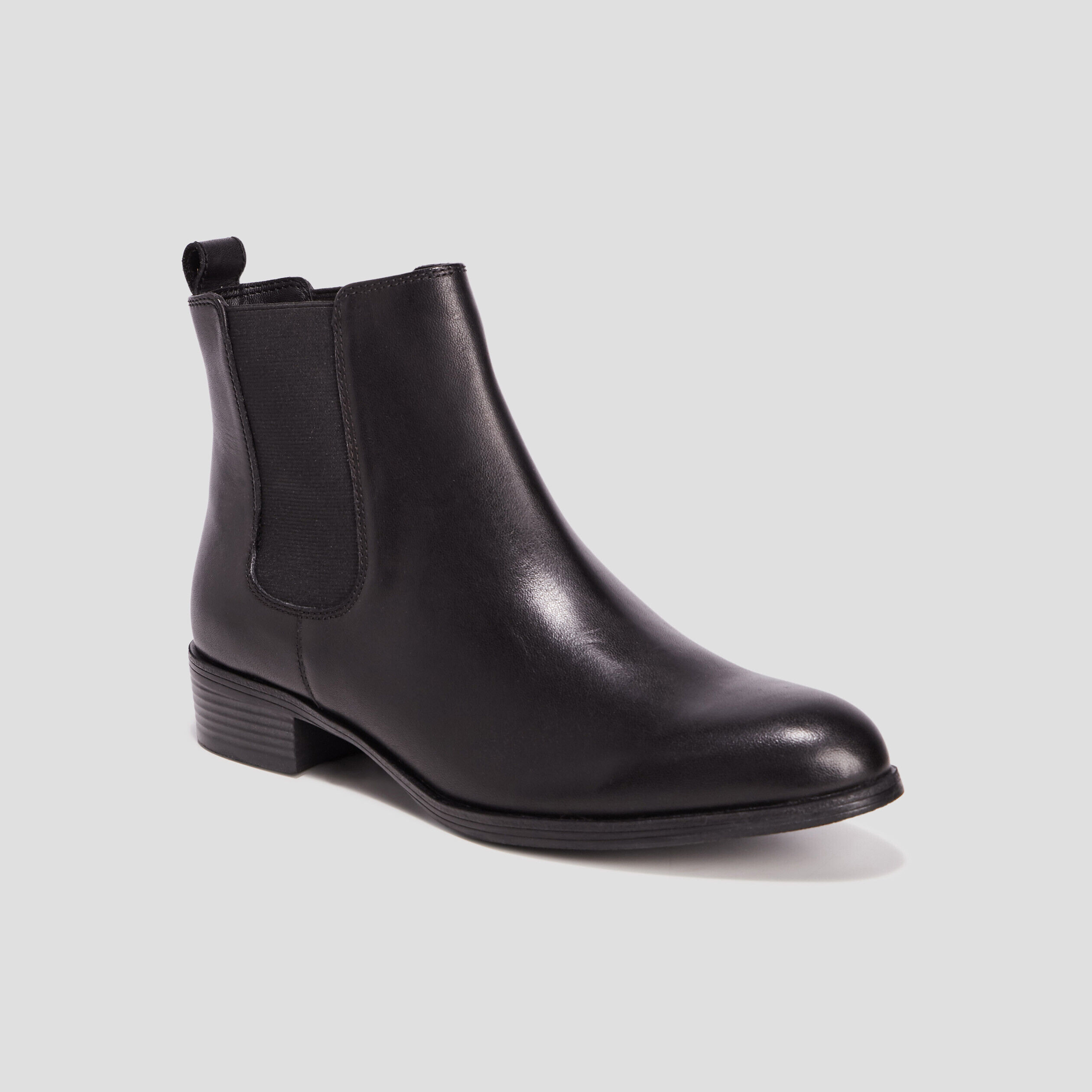 Bottines chelsea en cuir élastiquées noir femme LH