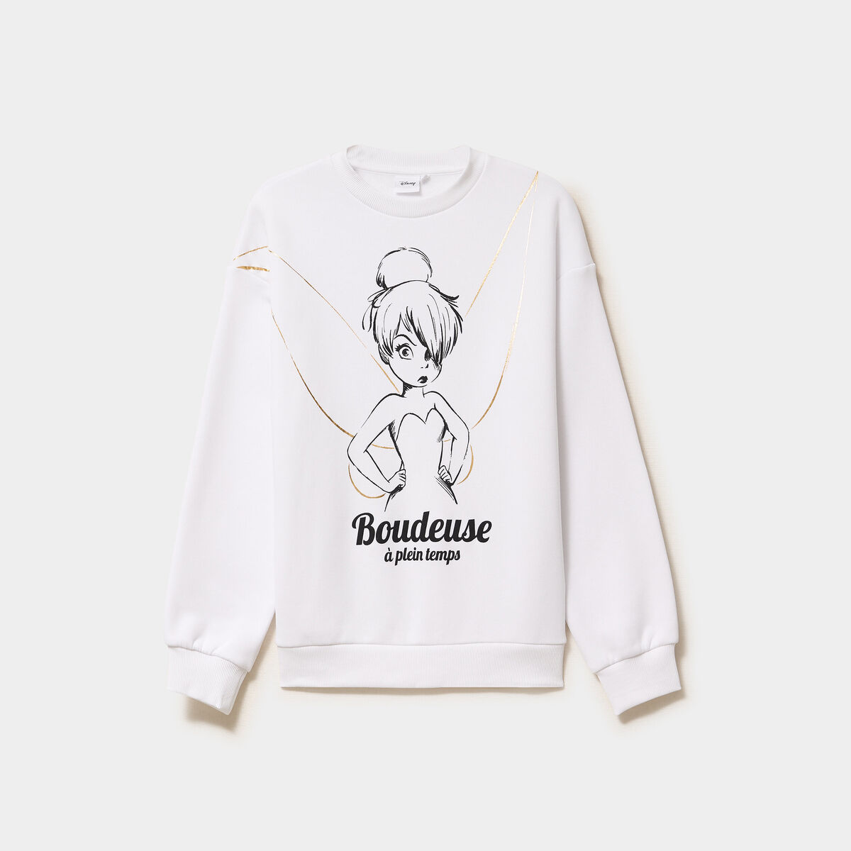 Sweat manches longues Fée Clochette blanc femme