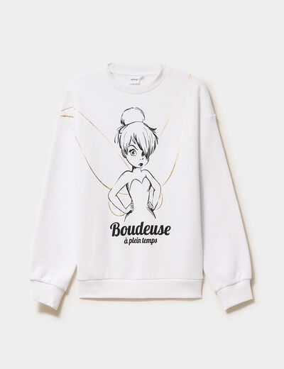 Sweat manches longues Fée Clochette blanc femme