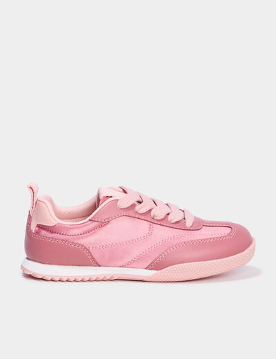 Tennis basses effet satin rose fille