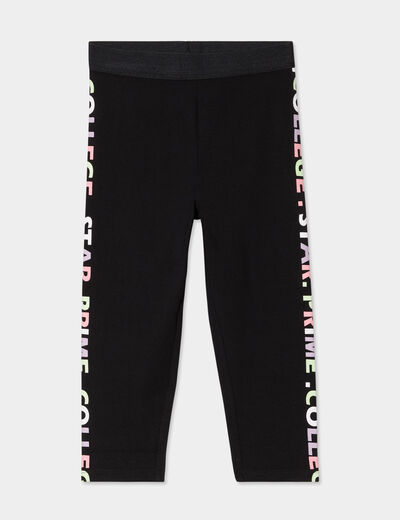 Legging corsaire taille élastiquée noir fille