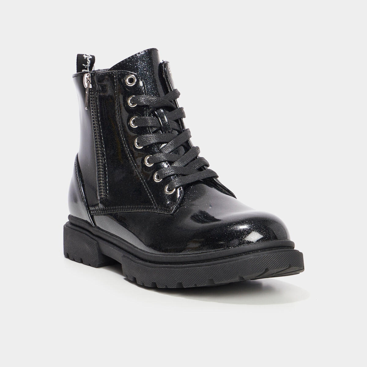 Bottines vernies &agrave; paillettes noir fille
