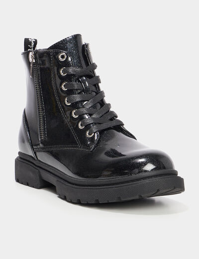 Bottines vernies à paillettes noir fille