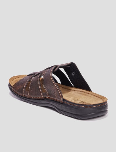 Mules avec brides boucles marron homme