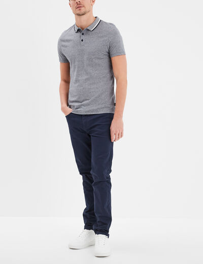 Pantalon droit en coton stretch bleu marine homme