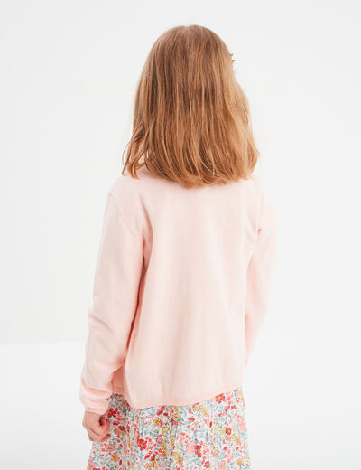 Gilet boutonné rose fille