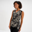 T-shirt sans manches col cache-coeur noir femme
