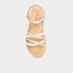Sandales plates en cuir blanc fille