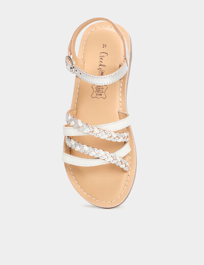 Sandales plates en cuir blanc fille