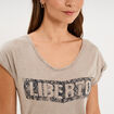 T-shirt d&eacute;lav&eacute; en coton marron fonc&eacute; femme