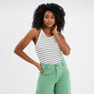 D&eacute;bardeur encolure am&eacute;ricaine coton ecru femme