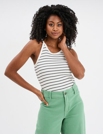 Débardeur encolure américaine coton ecru femme