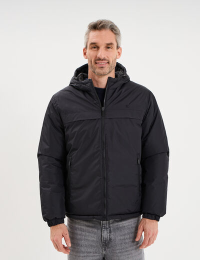 Doudoune zipp&eacute;e r&eacute;versible &agrave; capuche noir homme