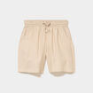 Short droit fluide taille &eacute;lastiqu&eacute;e beige femme