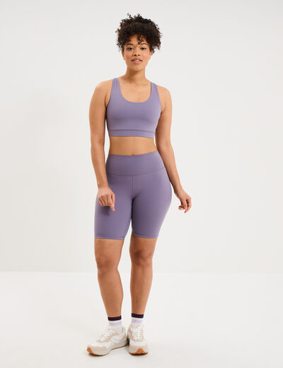 Short cycliste de sport taille haute violet femme