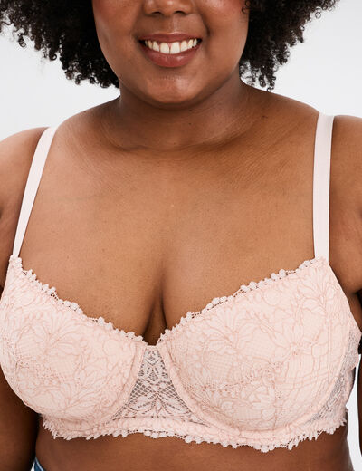 Soutien-gorge emboîtant dentelle rose clair femme grande taille