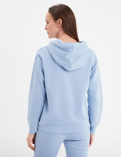 Sweat hoodie molleton à capuche bleu clair femme