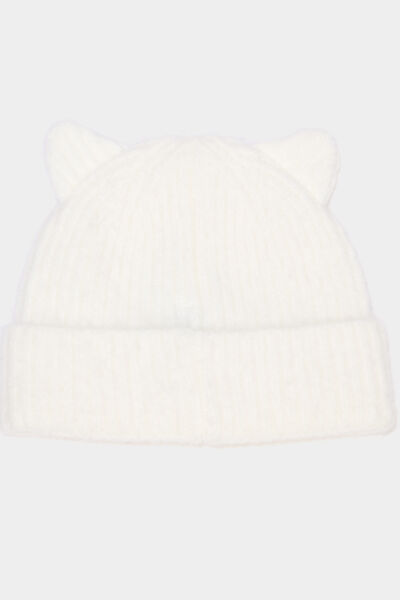 Bonnet oreille de chat ivoire fille