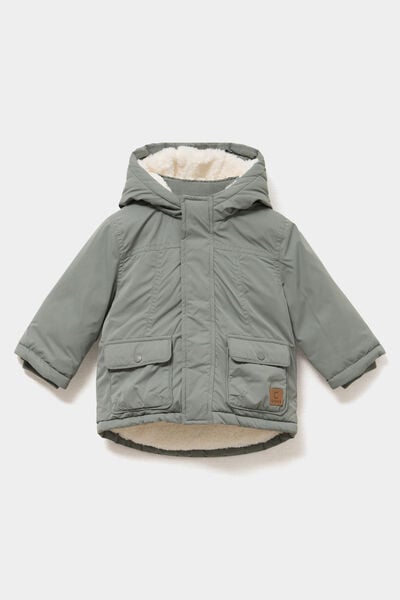 Parka &agrave; capuche doubl&eacute;e vert kaki b&eacute;b&eacute; gar&ccedil;on