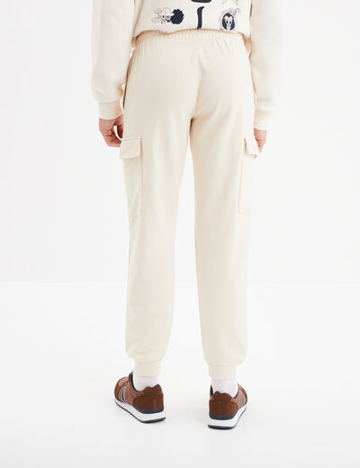Pantalon jogging cargo molleton ecru homme