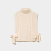 Pull poncho col roul&eacute; sans manches sable femme