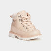 Boots zipp&eacute;es &agrave; lacets Trappeur rose clair b&eacute;b&eacute; fille