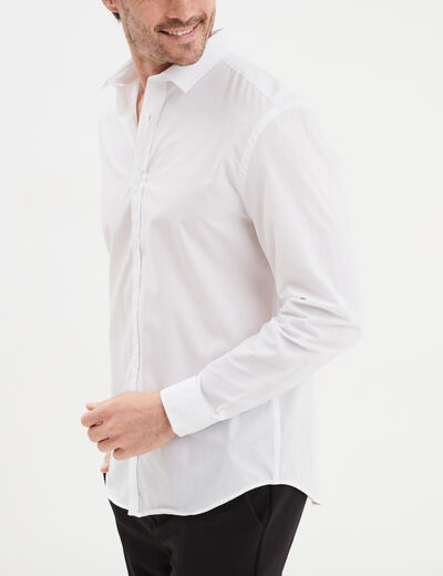 Chemise droite manches longues blanc homme
