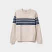 Pull jacquard col rond manches longues beige homme