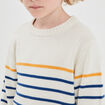 Pull col rond coton manches longues ecru garçon
