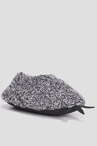 Chaussons fausse fourrure gris garçon