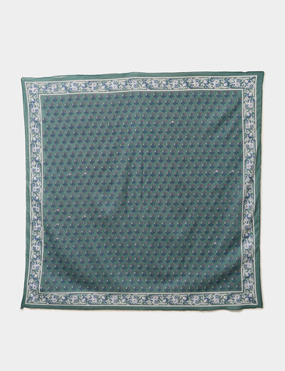 Foulard carr&eacute; coton vert femme