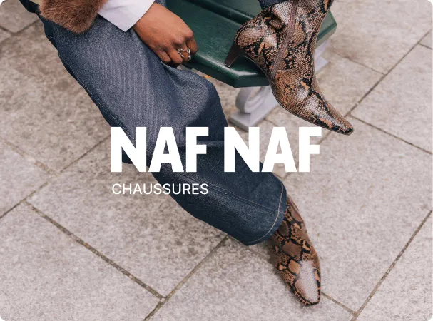 Chaussures noires NAF NAF portées avec un jean, collection chaussures