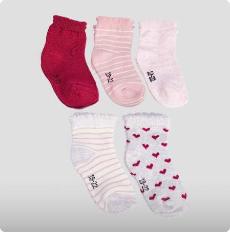 Lot 5 paires chaussettes rose bébé fille, KIMBALOO, 6,99€