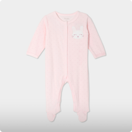 Dors-bien effet velours manches longues rose clair bébé fille, KIMBALOO, 9,99€